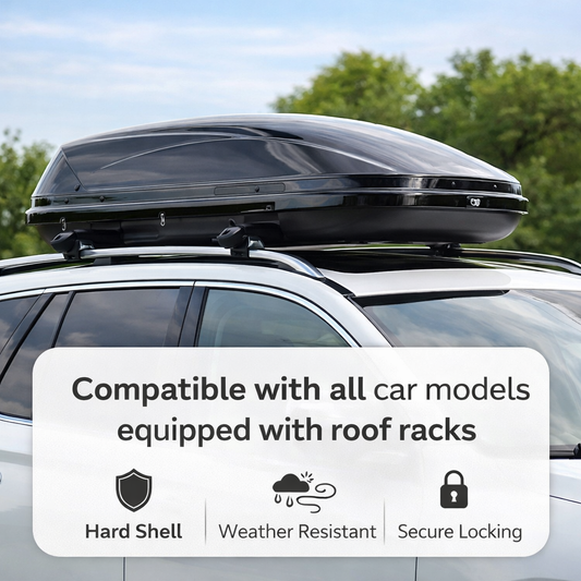 Hard Shell Car Roof Cargo Box – Gloss Black