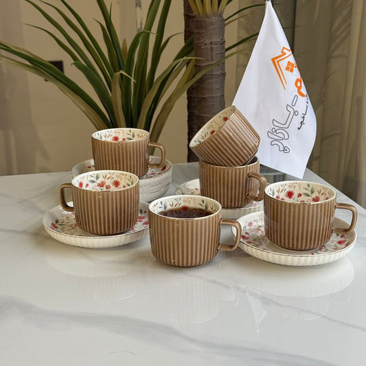 سێت فنجانی قاوە - دیزاینی گوڵدار و ناوازە
