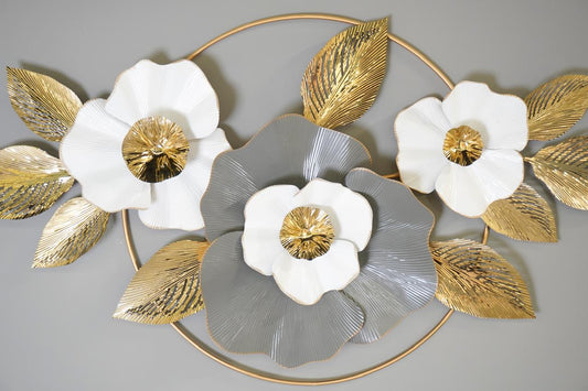 Elegant Metal Floral & Leaves Wall Decoration