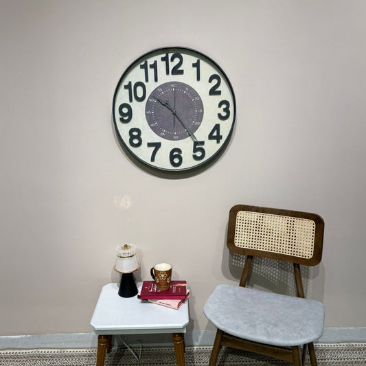 Round Wall Clock with Dual Dial Design