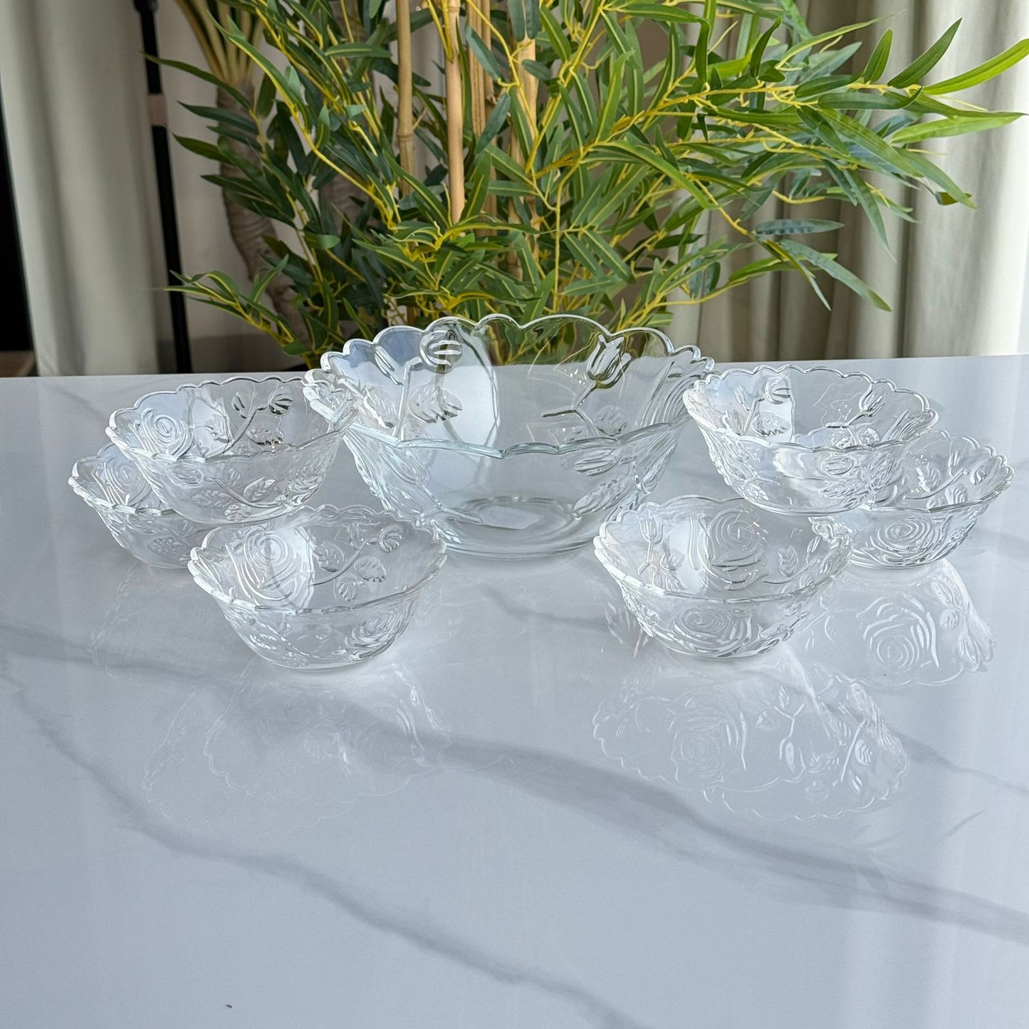 Elegant Glass Dessert & Salad Bowl Set