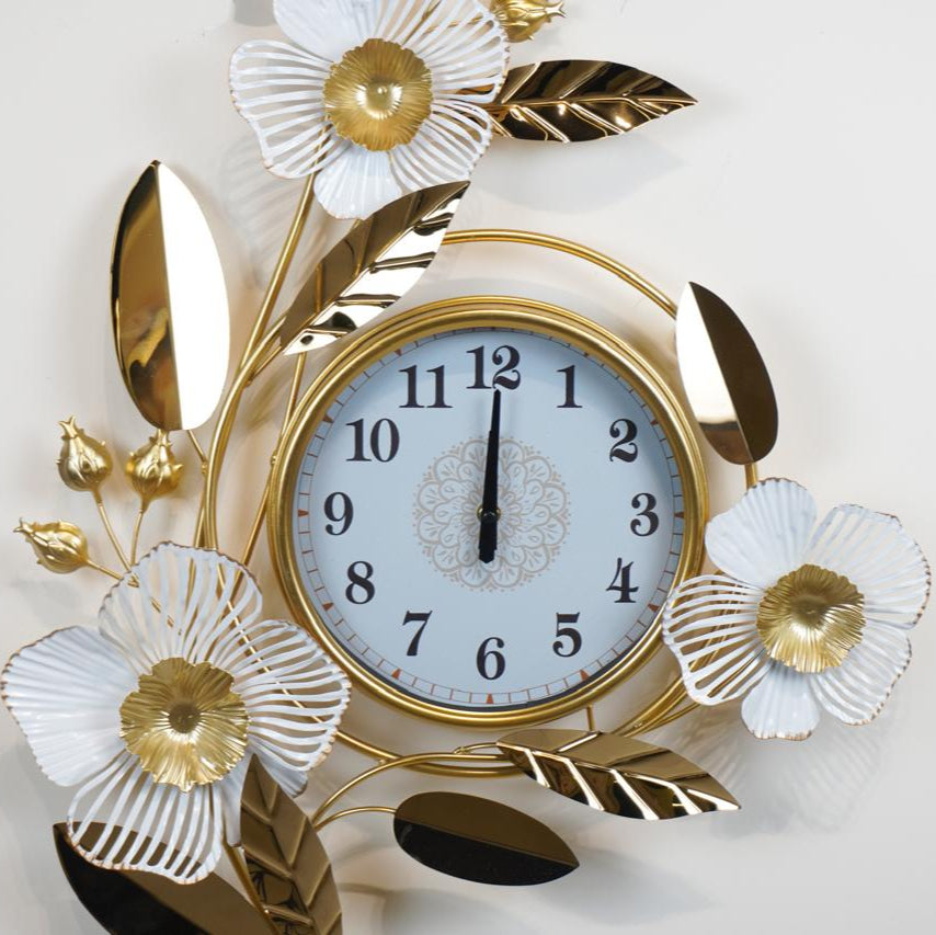 Gold Floral Wall Clock