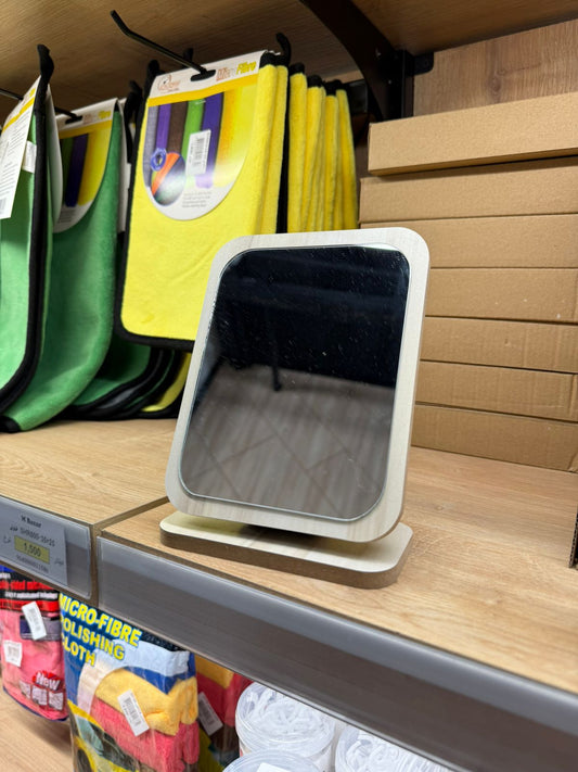 Modern Tabletop Standing Mirror with Wooden Frame