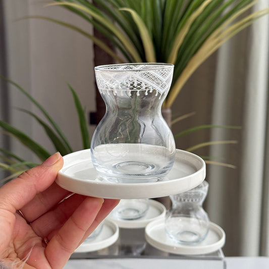 Decorative Elegant Tea Glass & Saucers Set