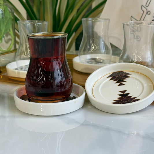 Decorative Saucers & Tea Glass Set