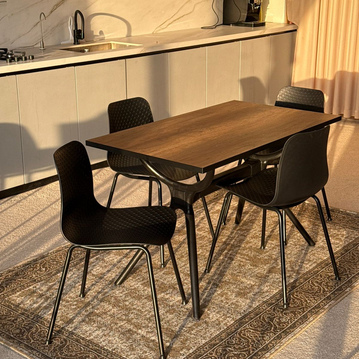 Milo Table & Black Modern Chairs Dining Set