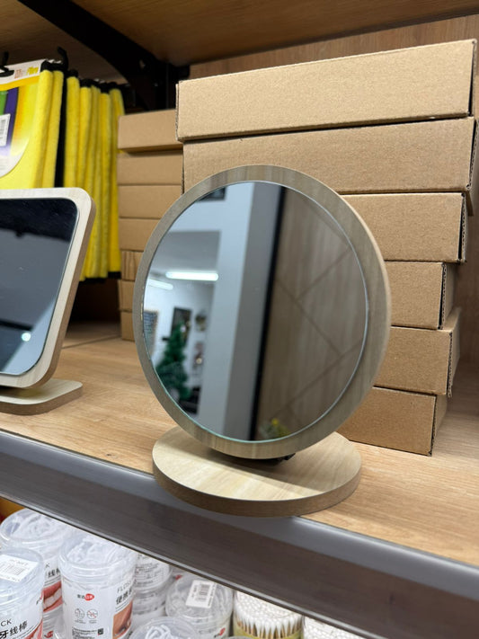 Modern Tabletop Standing Mirror with Wooden Frame
