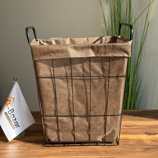 Multi-Purpose Metal Storage Basket With Fabric Inner Lining