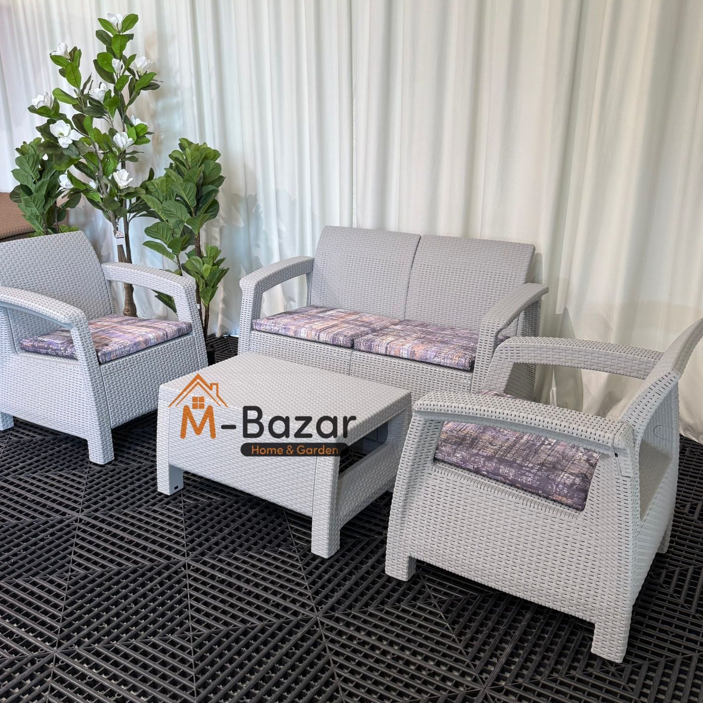 سێتی نوێی دانیشتنی باخچە - خۆڵەمێشی و سەرینی ڕازاوە