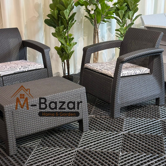 سێتی نوێی دانیشتنی باخچە - ڕەش و سەرینی ڕازاوە