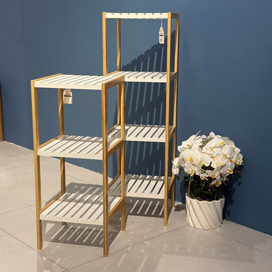 رف منظم متعدد المستويات من الخيزران العصري – رف تخزين أنيق