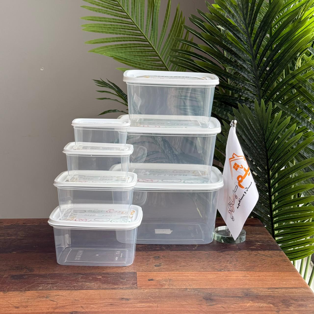 7-Piece Multi-Size Rectangular Transparent Food Storage Container Set with Lids