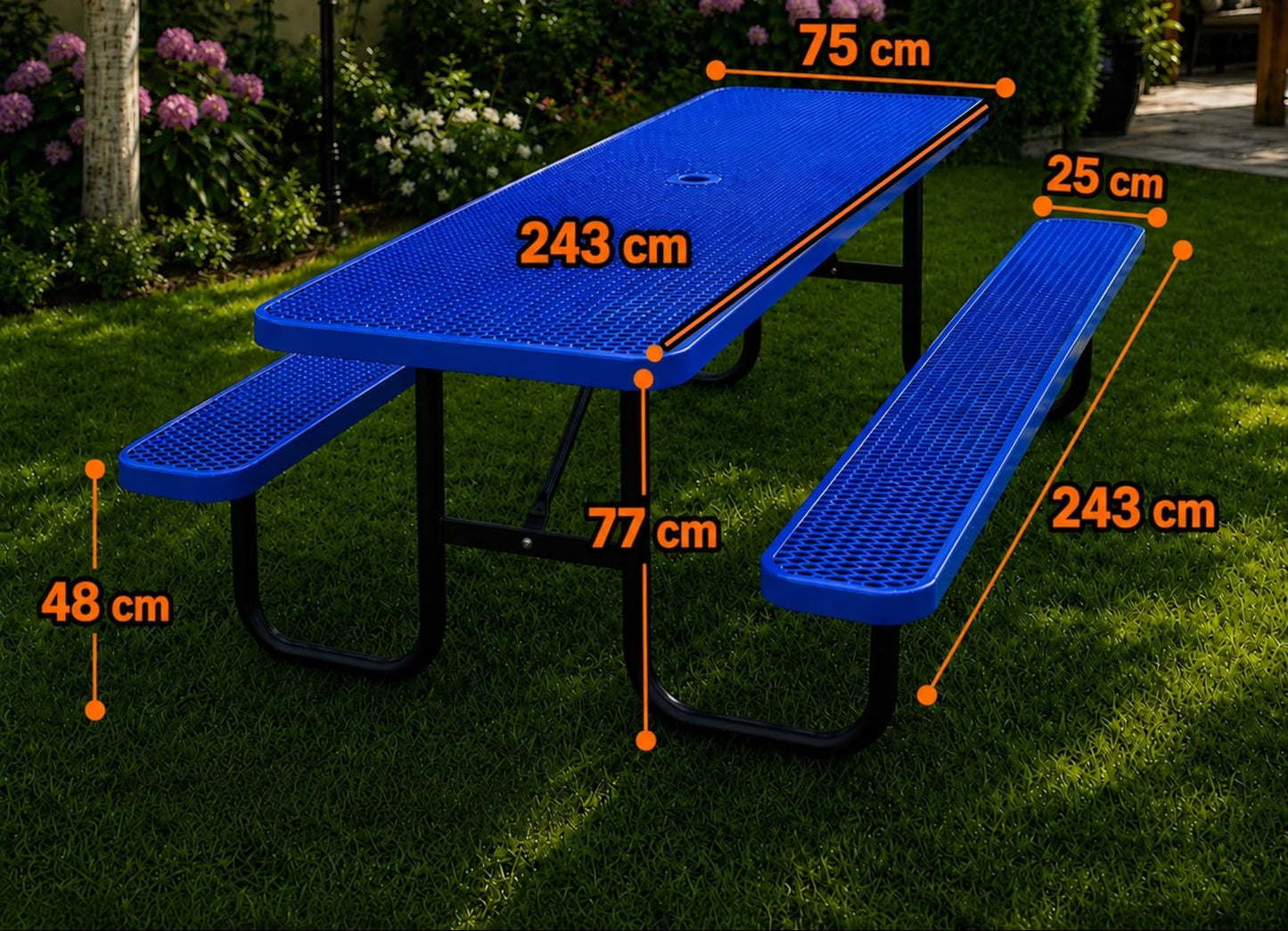 Modern Outdoor Rectangular Picnic Table With Integrated Bench Seats