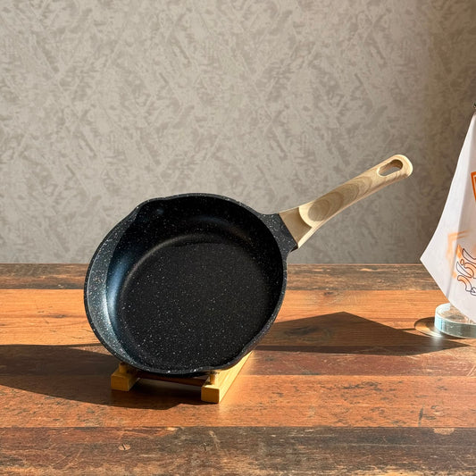 Non-Stick Granite Frying Pan with Wooden Handle