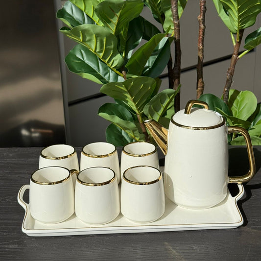 سێتی چای سیرامیکی لوکس لەگەڵ سینی – ٨ پارچە