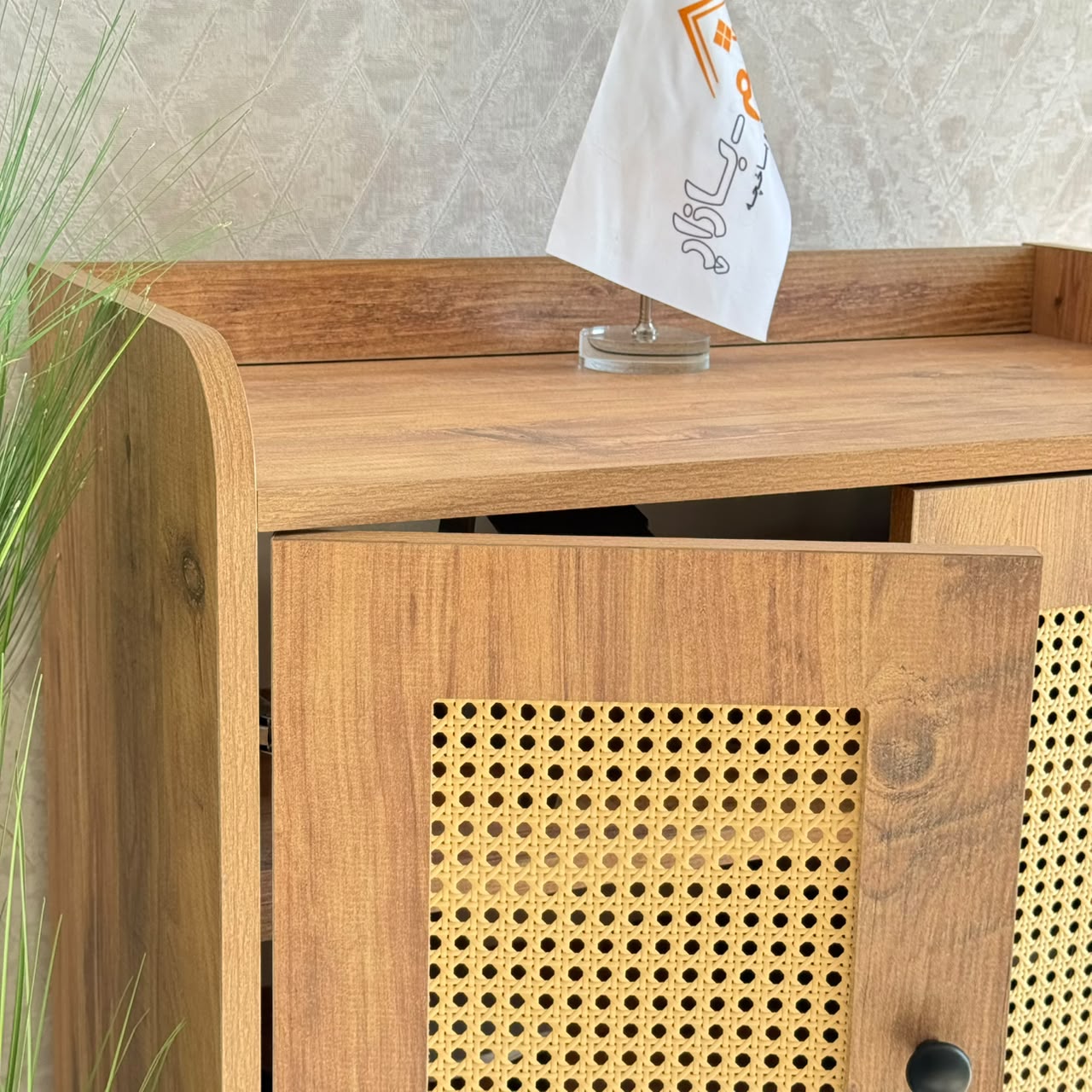 Multi-Purpose Natural Rattan Wood Storage Cabinet