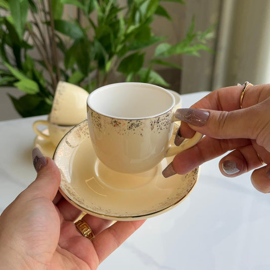 Elegant Stoneware Coffee Cup & Saucer Set