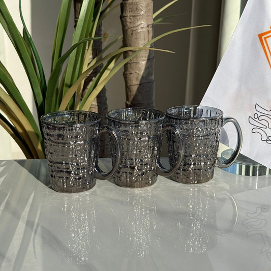 فناجين شاي زجاجية فاخرة - طقم من 3 قطع