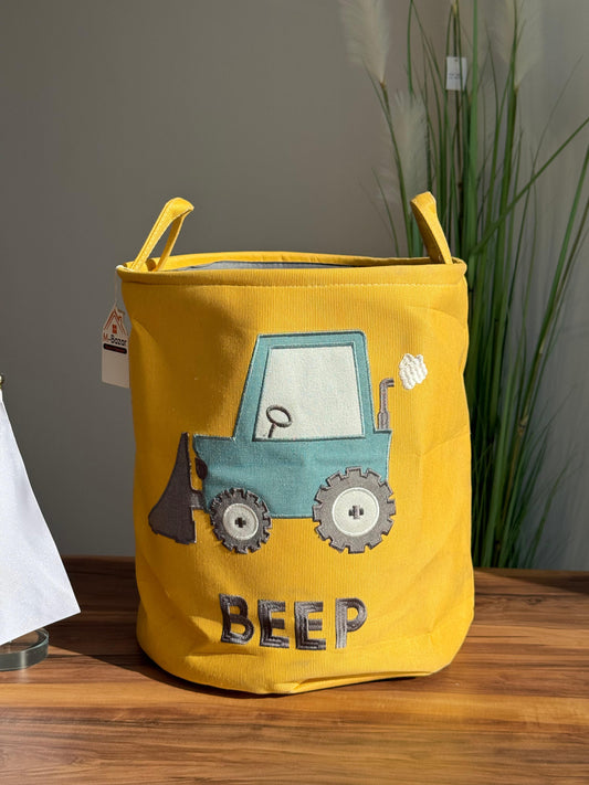 Multi-Purpose Fabric Storage Baskets - With Tractor Design