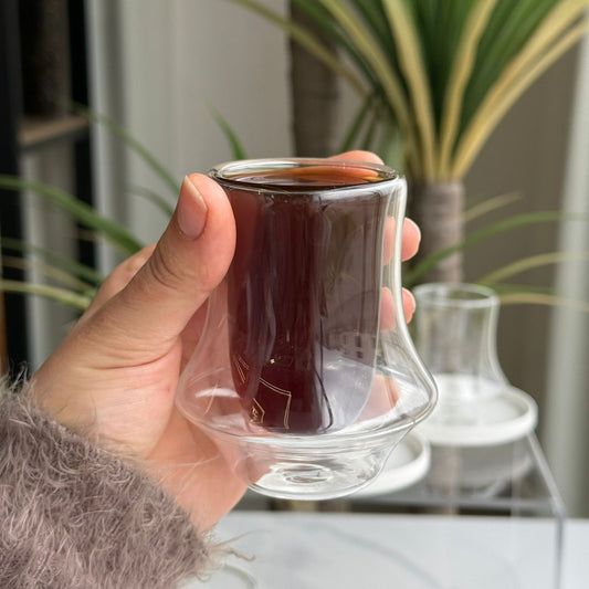 Modern Double-Wall Tea Glass & Saucer Set