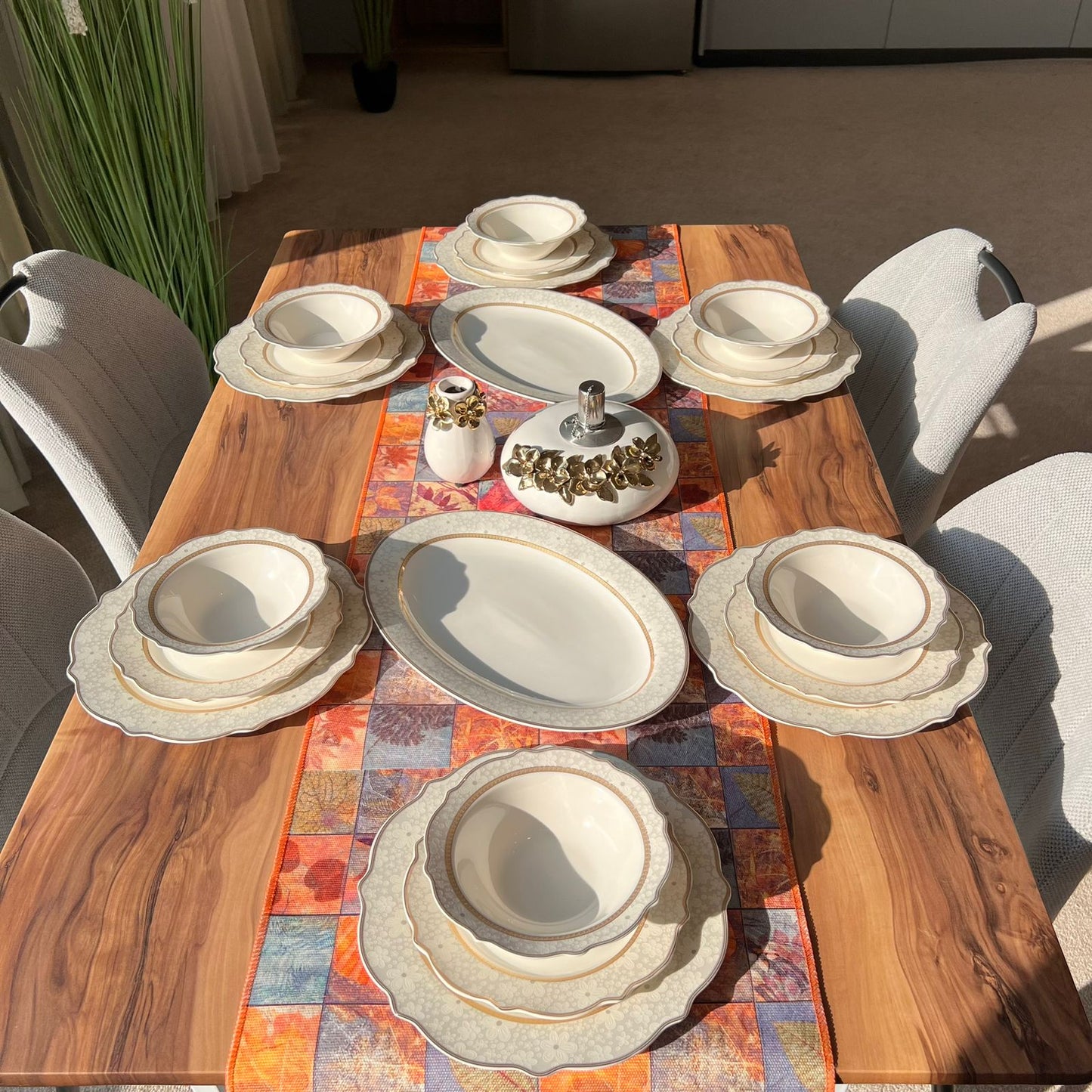 20pcs پۆرسەلین شەپۆلی زێڕین سێتی مێزی نانخواردن