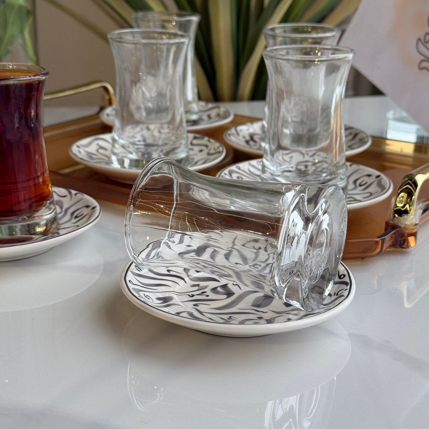 Elegant Double-Wall Tea Glass & Decorative Saucer Set