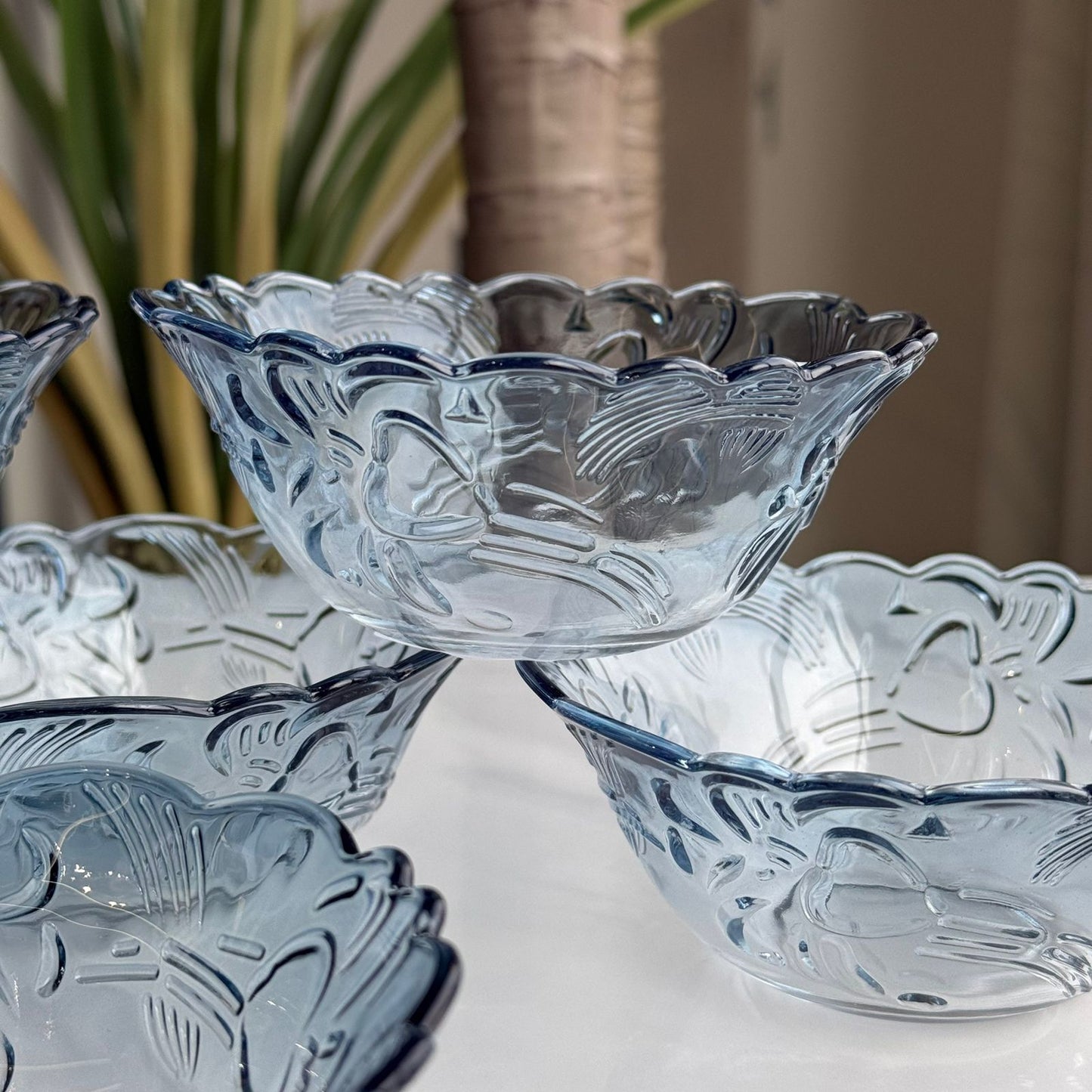 Blush Bloom Glass Dessert Bowl Set