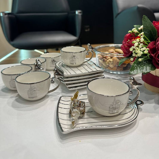 طقم فناجين شاي/قهوة بورسلين حديث