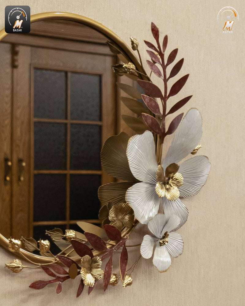 Handcrafted Bloom Metal Wall Decor & Mirror
