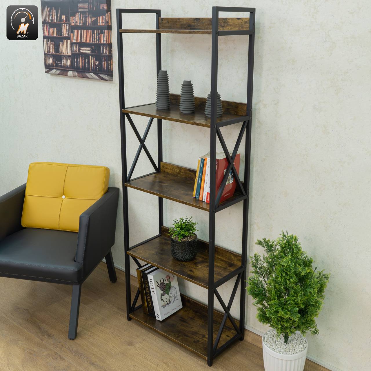 5-Tier Standing Rack with Wooden Shelves