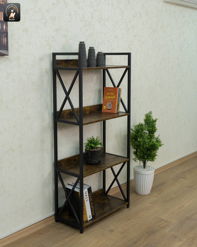 4-Tier Standing Rack with Wooden Shelves