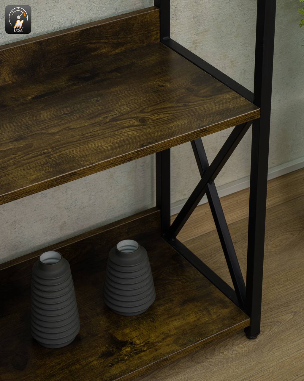 3-Tier Standing Rack with Wooden Shelves