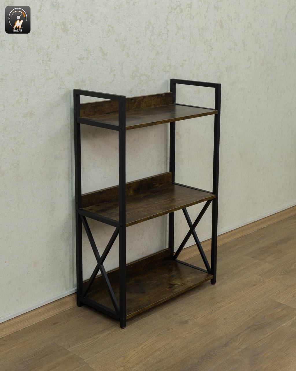 3-Tier Standing Rack with Wooden Shelves