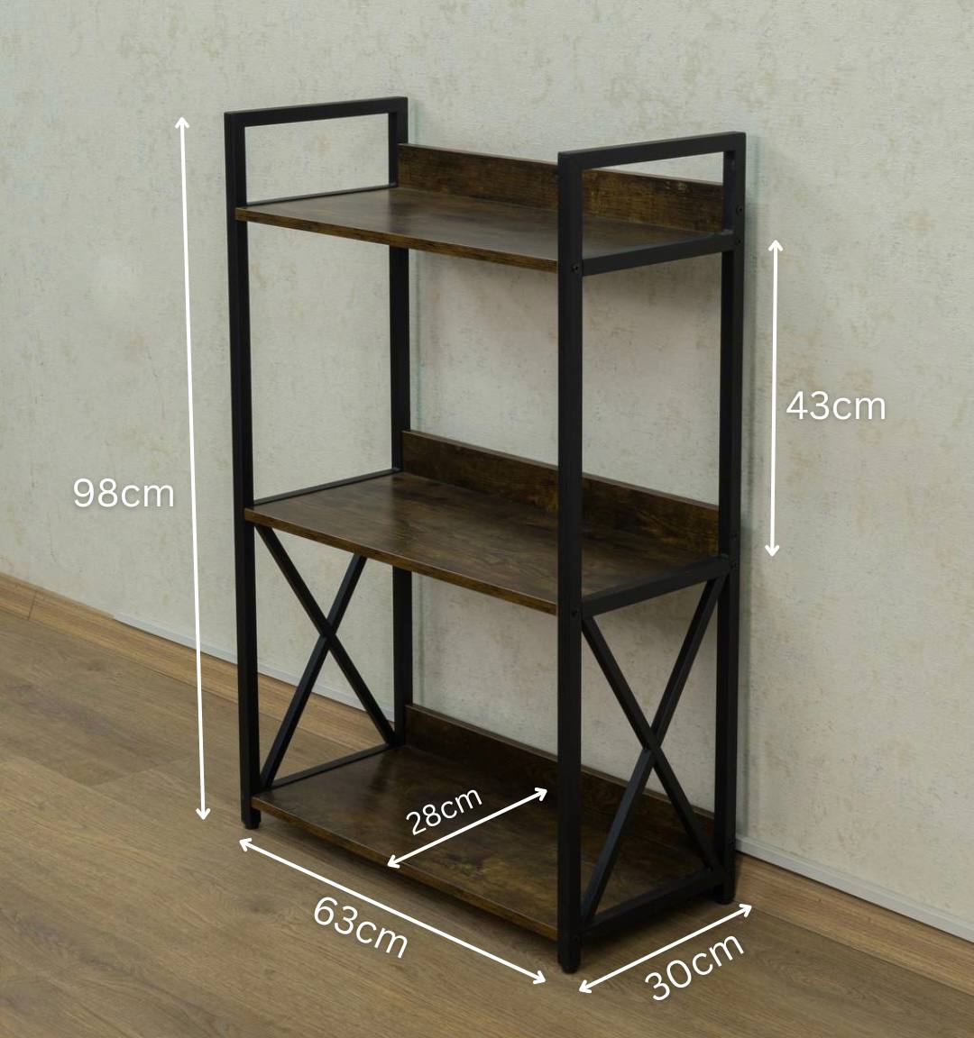 3-Tier Standing Rack with Wooden Shelves