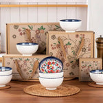 Floral Japanese Style Ceramic Bowls