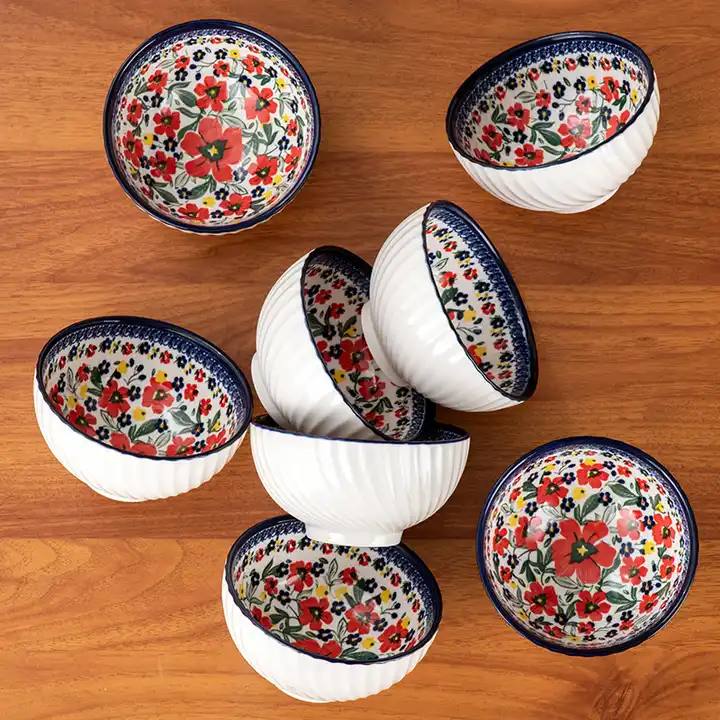 Floral Japanese Style Ceramic Bowls