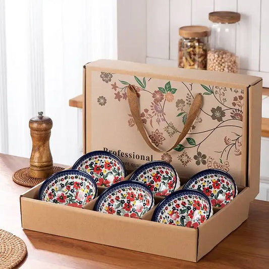 Floral Japanese Style Ceramic Bowls
