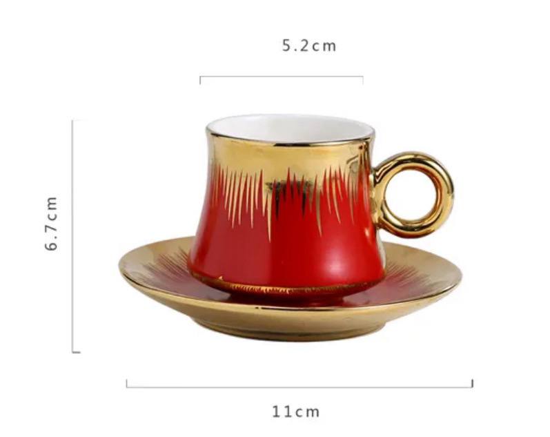 6-Cups Golden Edge Ceramic Coffee Cup Set