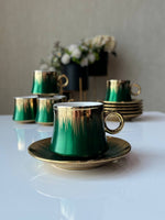 6-Cups Golden Edge Ceramic Coffee Cup Set