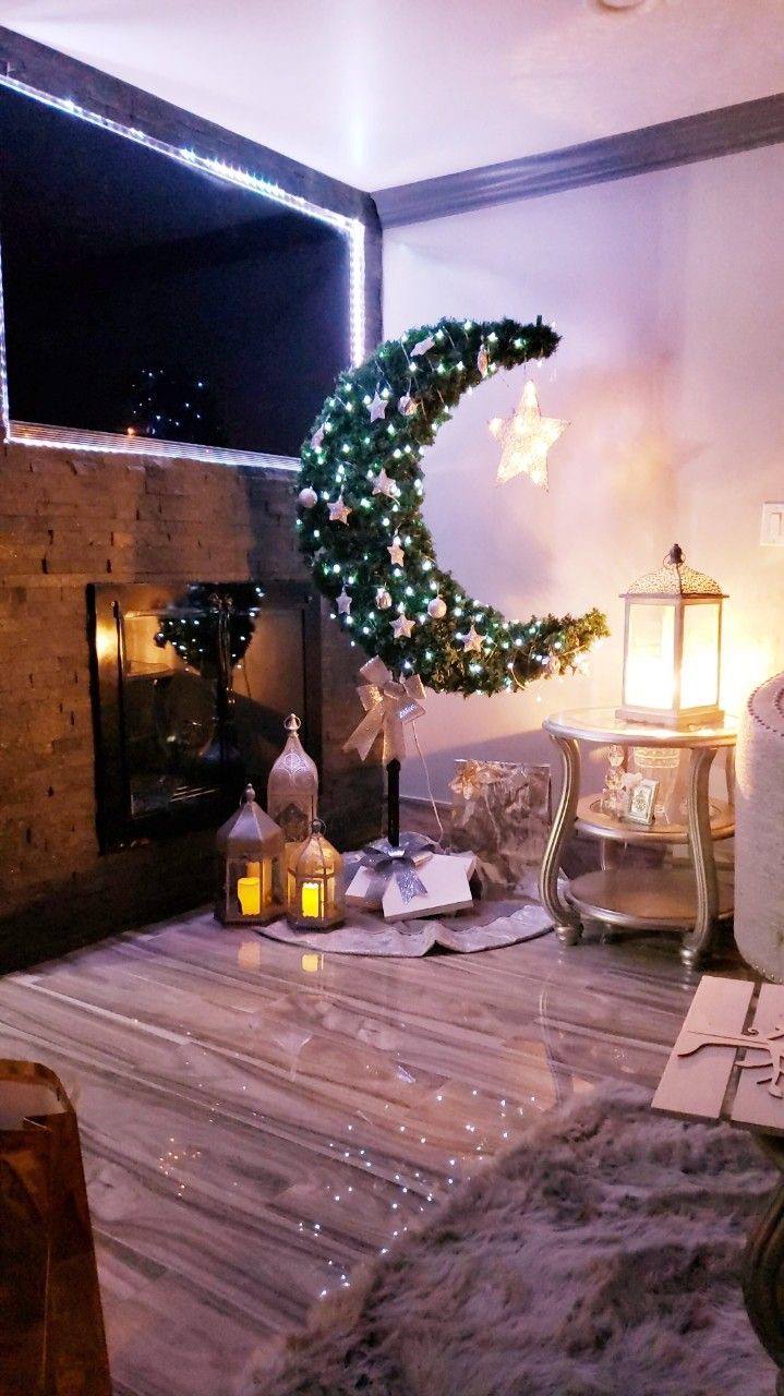 رمضان عيد هلال على شكل شجرة القمر