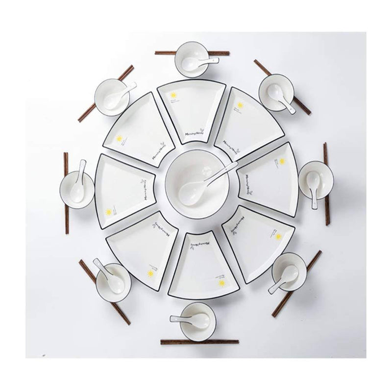 White Ceramic Combination Tableware Platter Dish Set