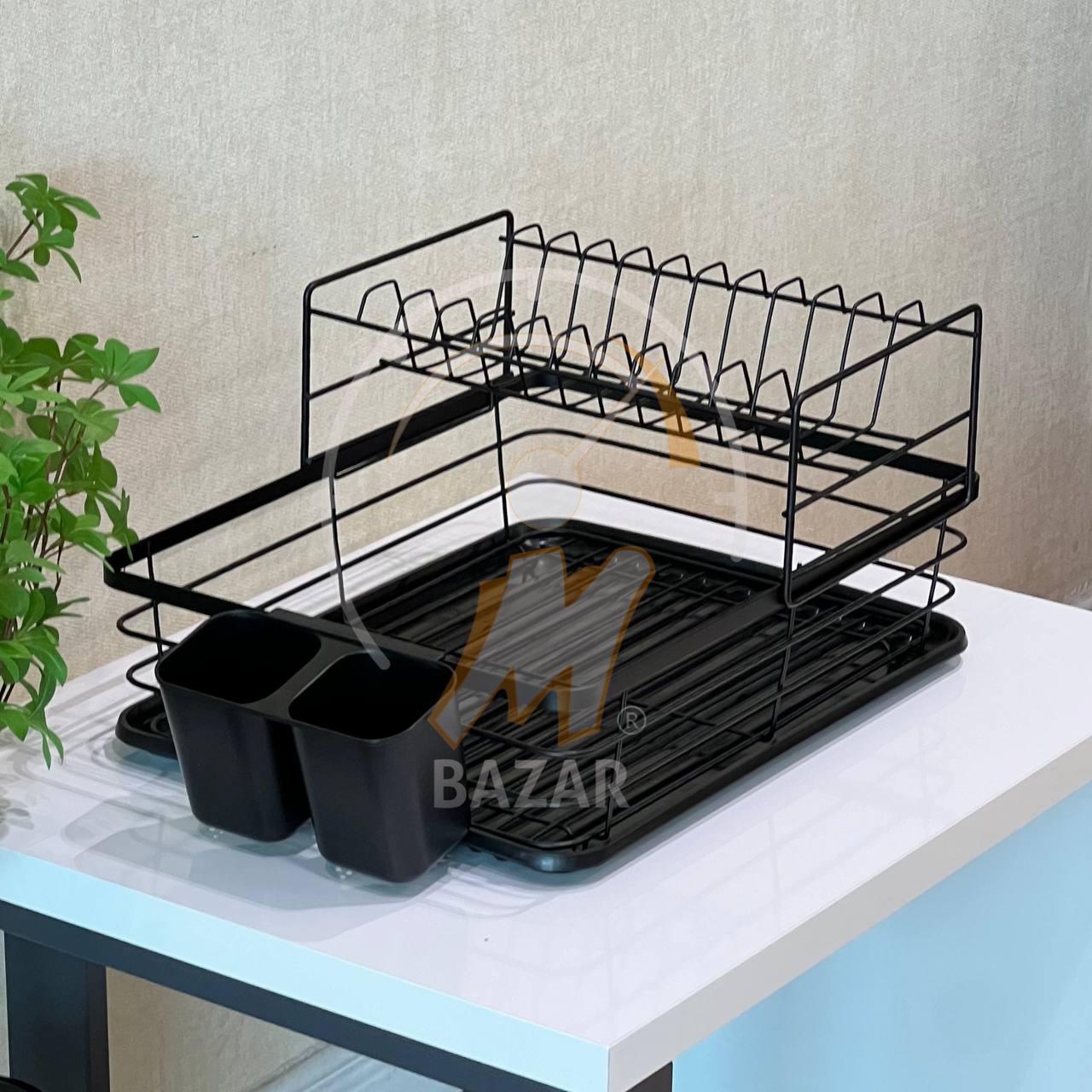 2 tier countertop dish holder rack