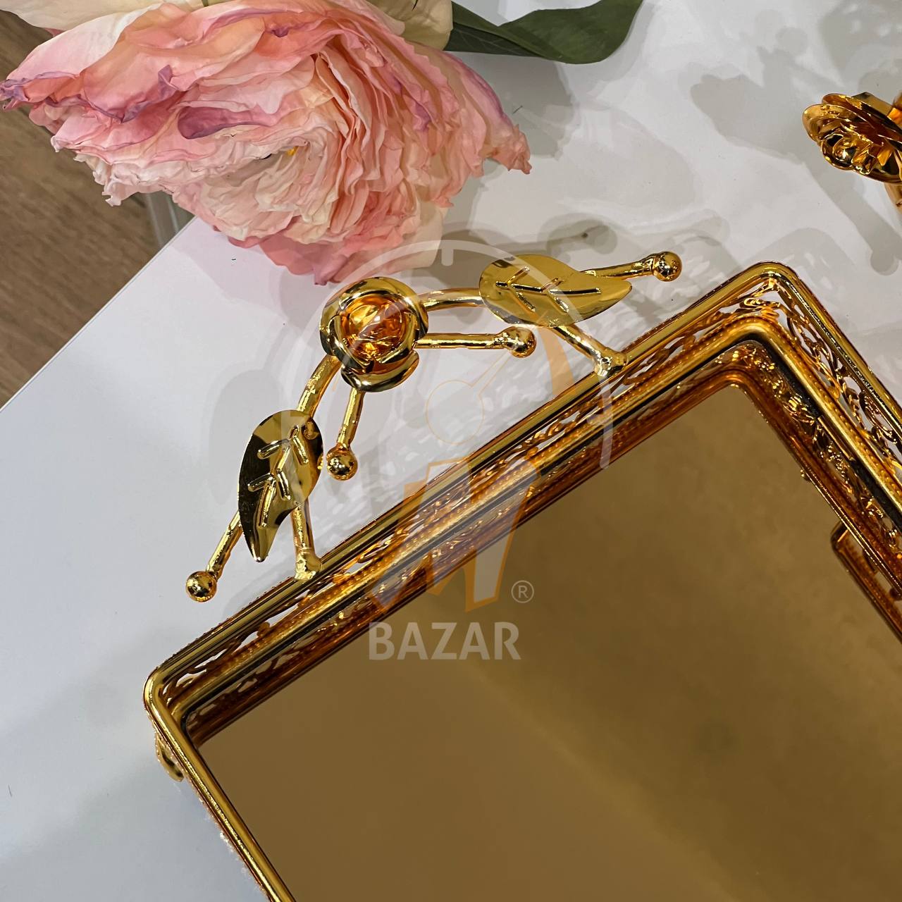 سێتی 2 سینی ئاوێنەیی برۆنزی زێڕی دیکۆراتی لوکس
