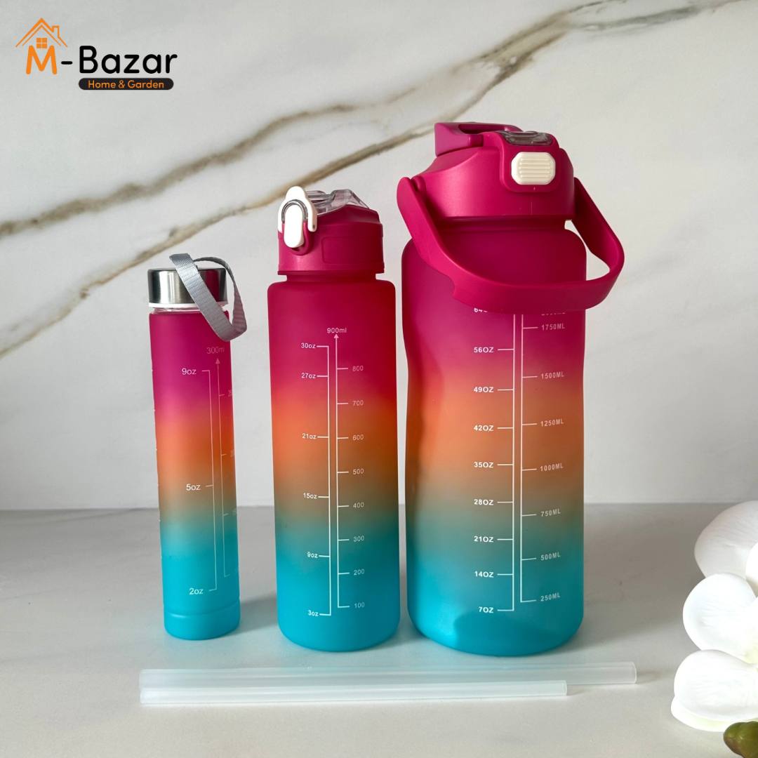 Set of Unbreakable Time Marker Water Bottle