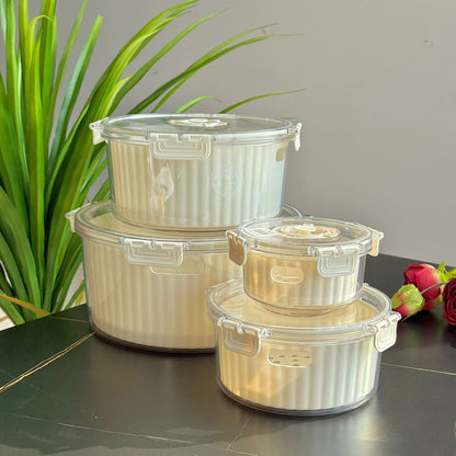 Airtight Round Food Storage Container With Date Dial - Set Of 4