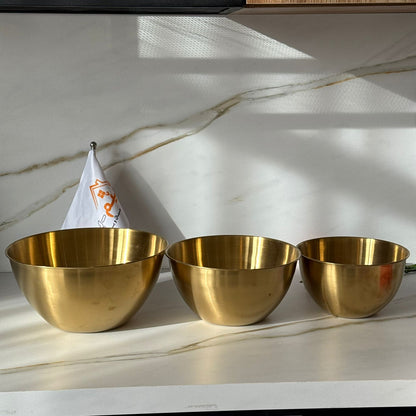 3-Sized Luxury Multi-Purpose Gold Stainless Steel Bowls