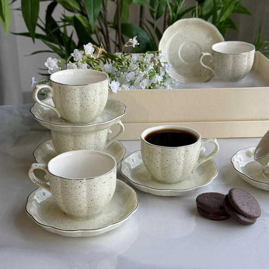 Classic Stoneware Coffee Cup & Saucer Set