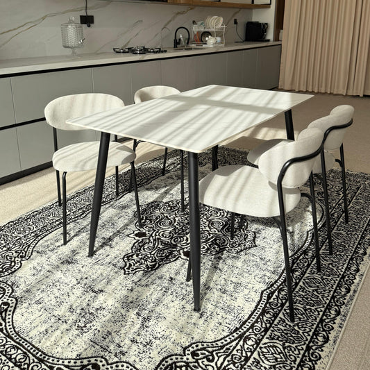 Dany Table و Luca Chairs مجموعة الطعام - Black & Gray