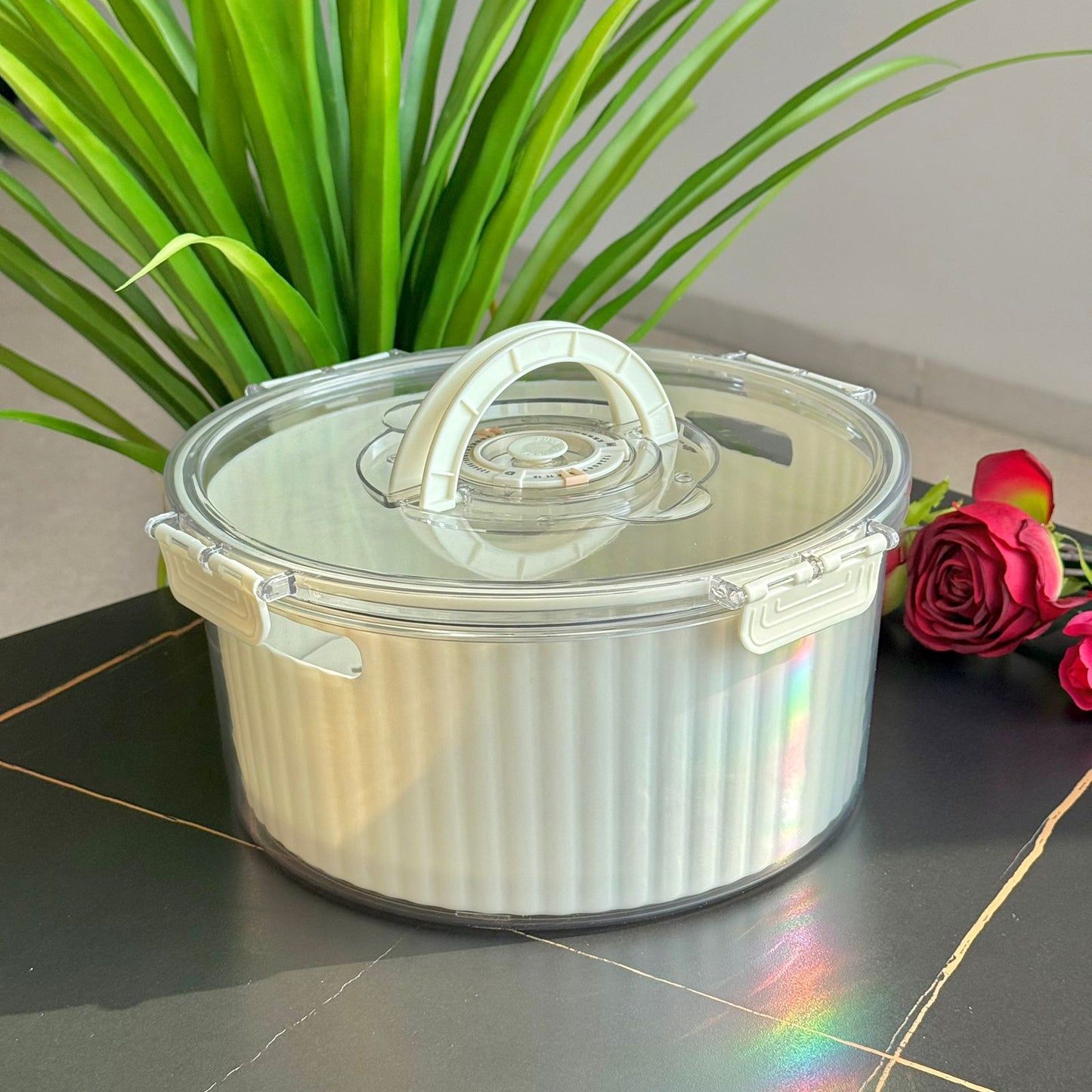 Airtight Round Food Storage Container With Date Dial - Set Of 4