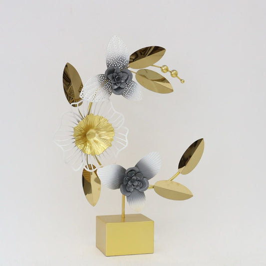 Metal Golden Floral Tabletop Decoration